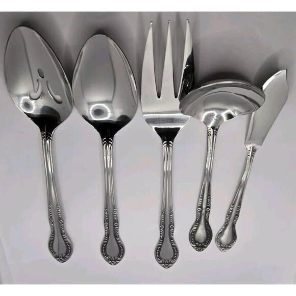 Columbia Other - Columbia Beaded Handle Stainless Steel Flatware Serving Set 5 pcs.